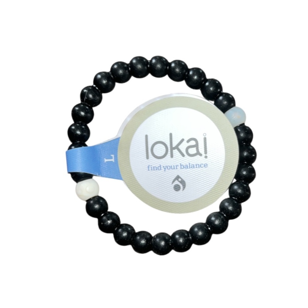 Lokai Black Beaded Bracelet with White Balance Bead